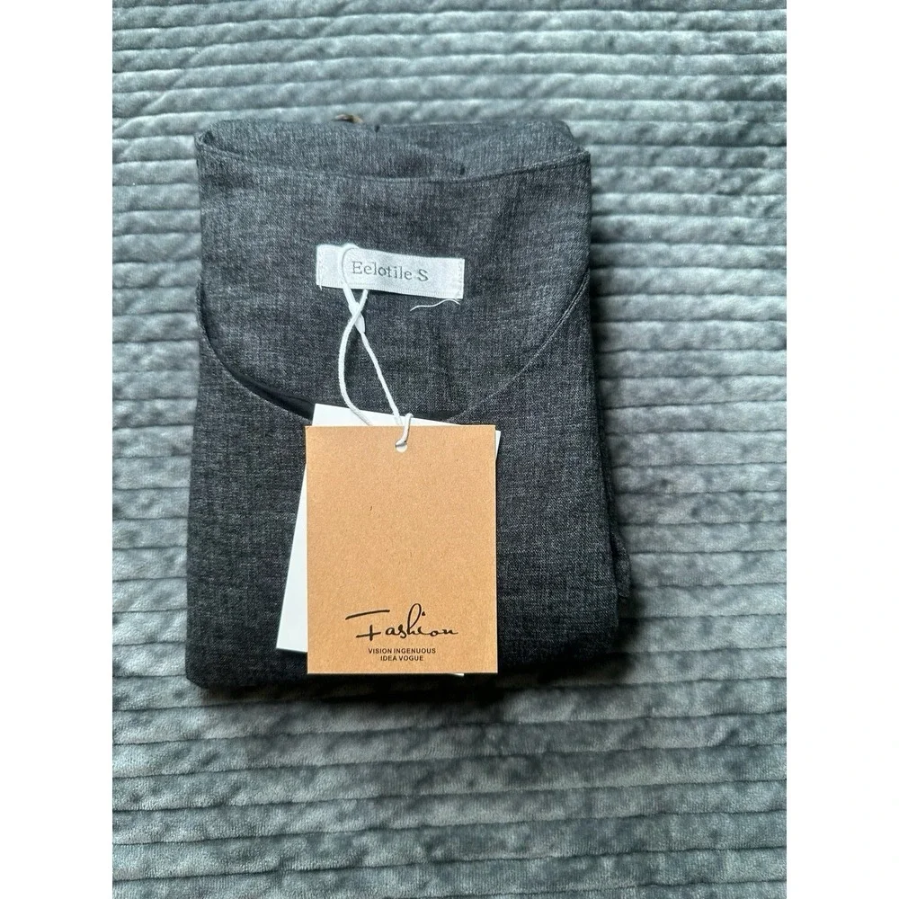 Eelotile Linen Blend Mid Length Sleeveless Button Down Waistcoat Vest Sz Small - Picture 7 of 12